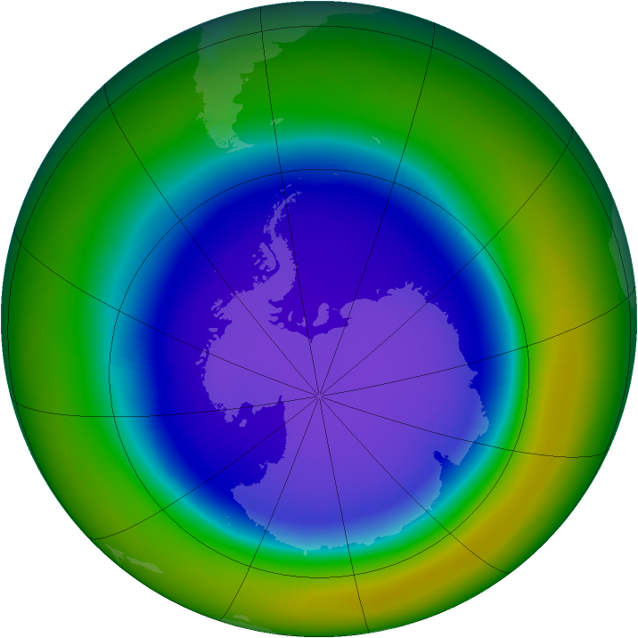 Antarctic ozone map for September 2000